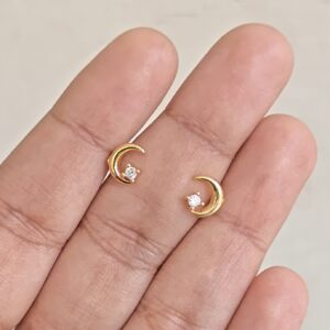 Crescent Moon star stud Earrings