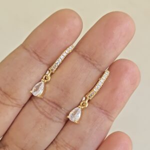 Single Row Tear Drop Hoop Earrings