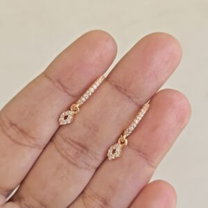 Diamond Small Drop Hoop Earrings