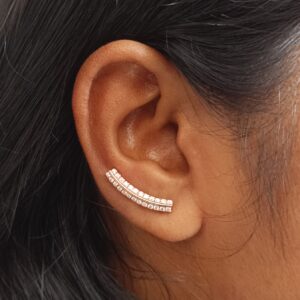 Cute Rose gold diamond Ear climbers