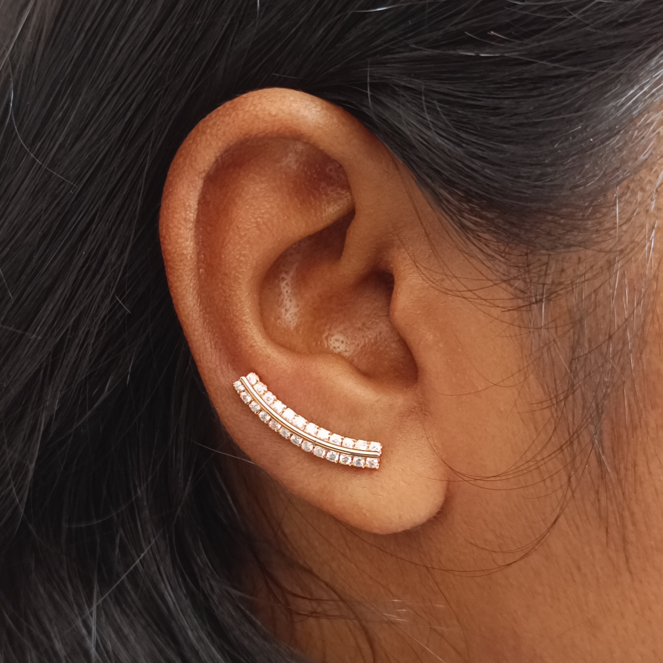 Cute Rose gold diamond Ear climbers