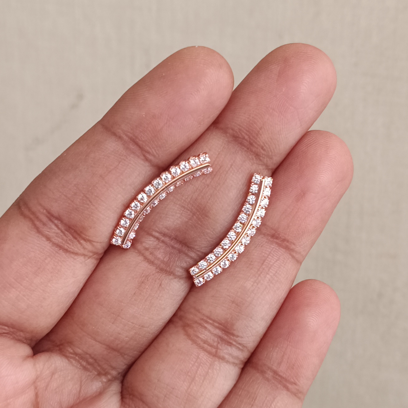 Cute Rose gold diamond Ear climbers - Image 2