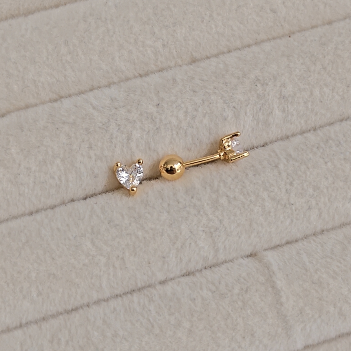 Mini Diamond Heart Stud Earrings - Image 3