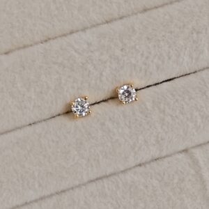 Mini White Solitaire Stud Earrings