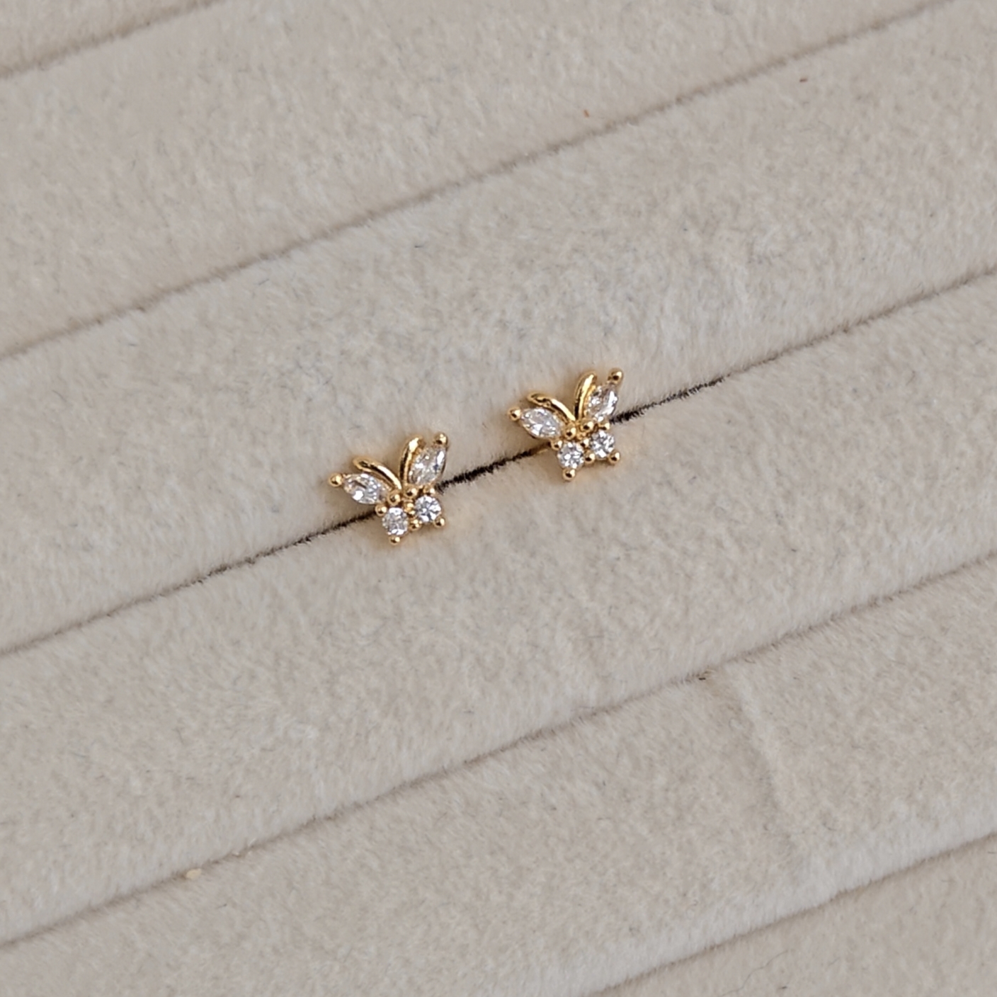 Mini Crystal Butterfly Stud Earrings - Image 2