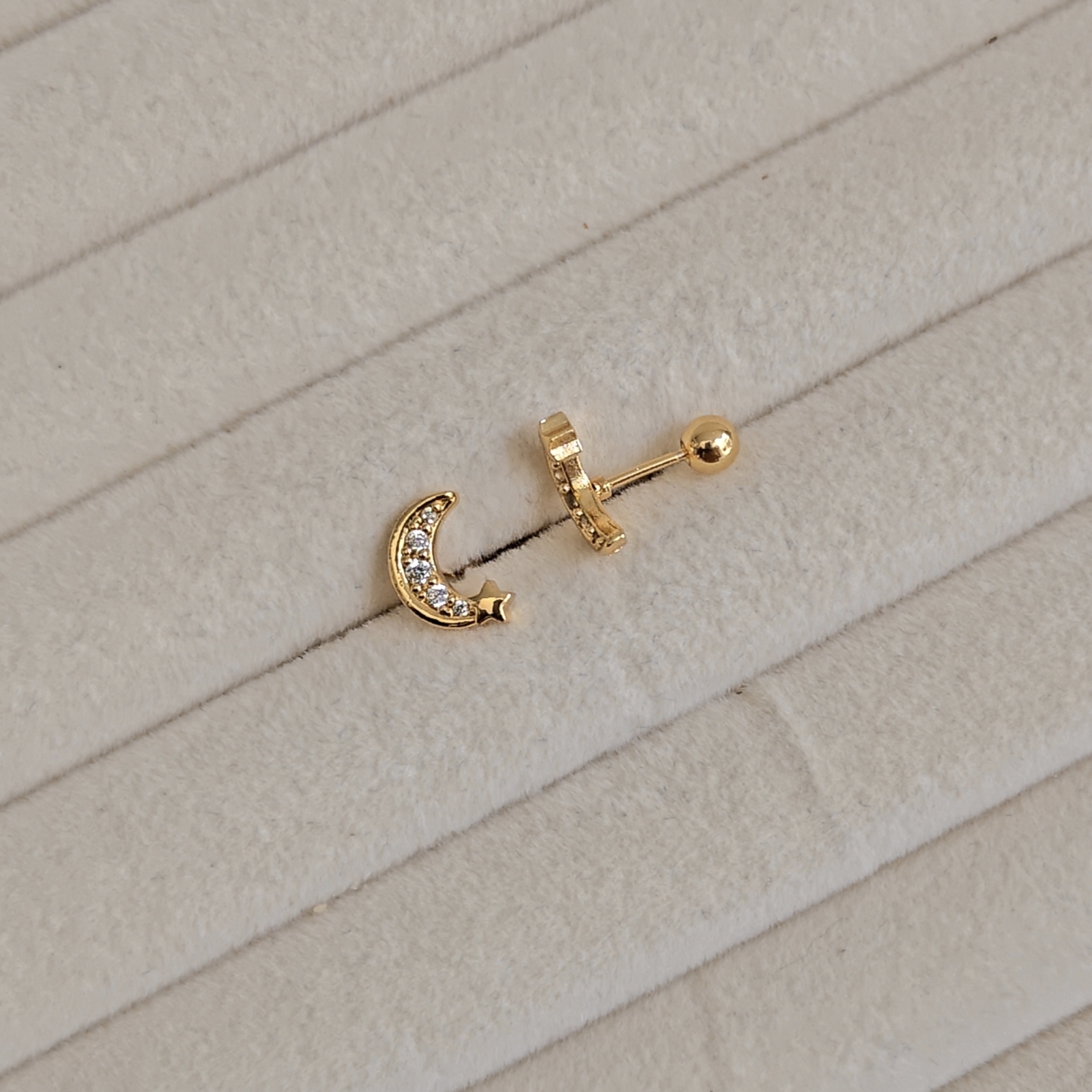 Half Moon with Star Stud Earrings - Image 3
