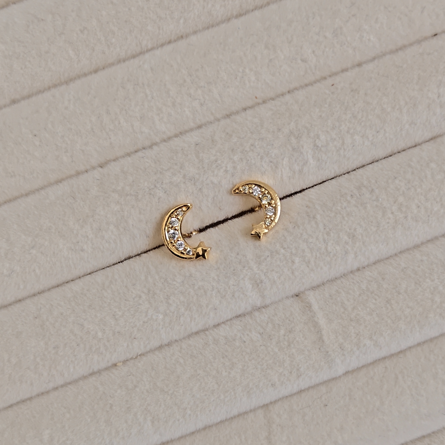Half Moon with Star Stud Earrings - Image 2