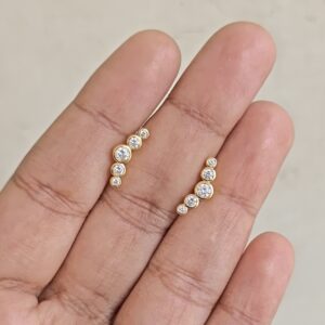 Mini Bezel Crawler Stud Earrings