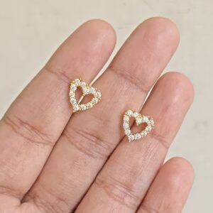 Crystal Heart Ball Back Earrings