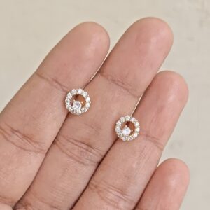 Mini Crystal Solitaire Flower Stud Earrings