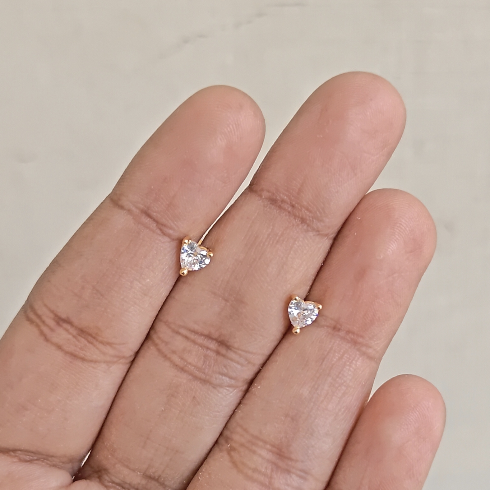 Mini Diamond Heart Stud Earrings