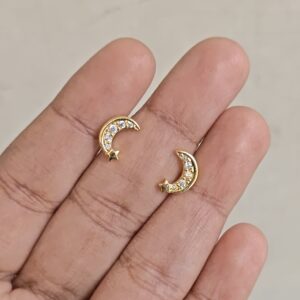 Half Moon with Star Stud Earrings