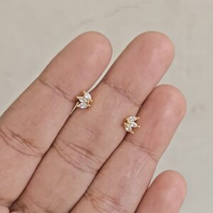 Mini Three Leaf Crown Stud Earrings