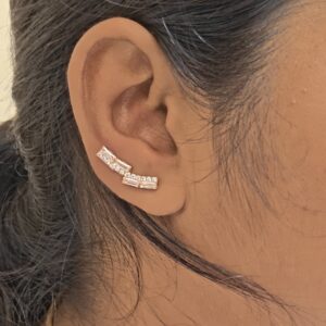Elegant baguette Diamond Ear climbers