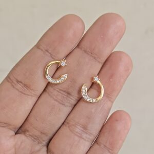 Moon with star stud earrings
