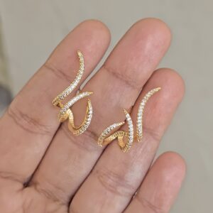 Gold Triple Curve Stud Earrings