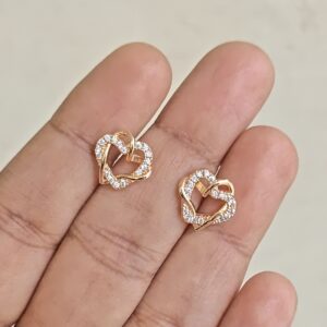 Double heart stud earrings
