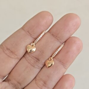 Single Row Heart Drop Hoop Earrings
