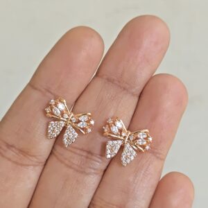 Diamond Bow Stud Earrings