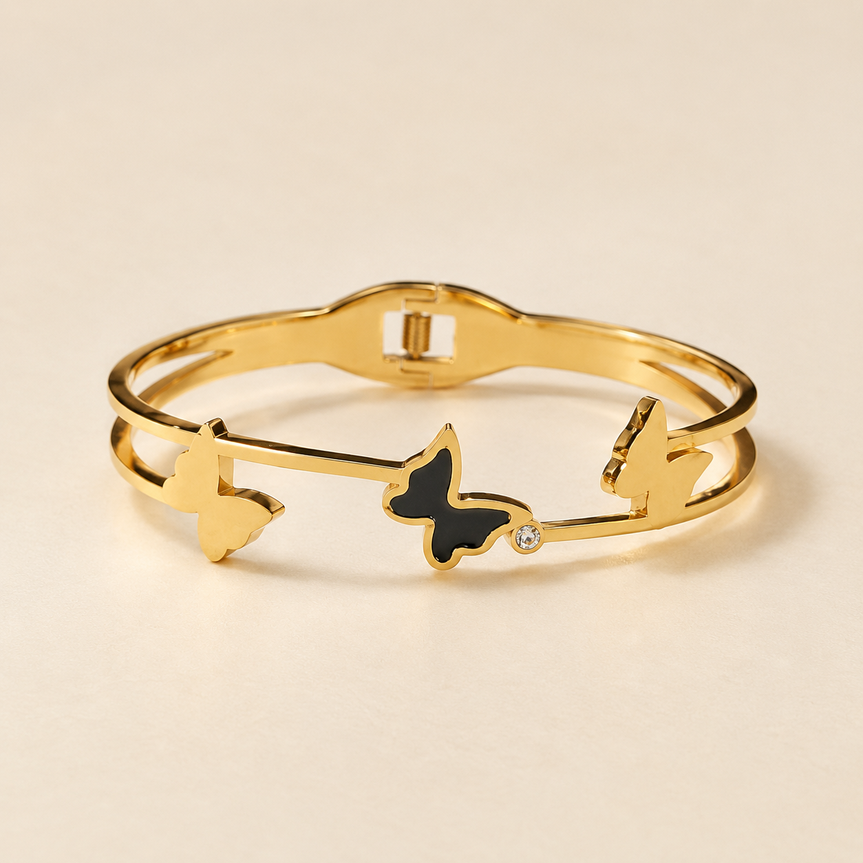 Enamel Triple Butterfly Kada Bracelet