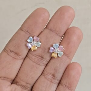 Multi color dual flower stud earrings