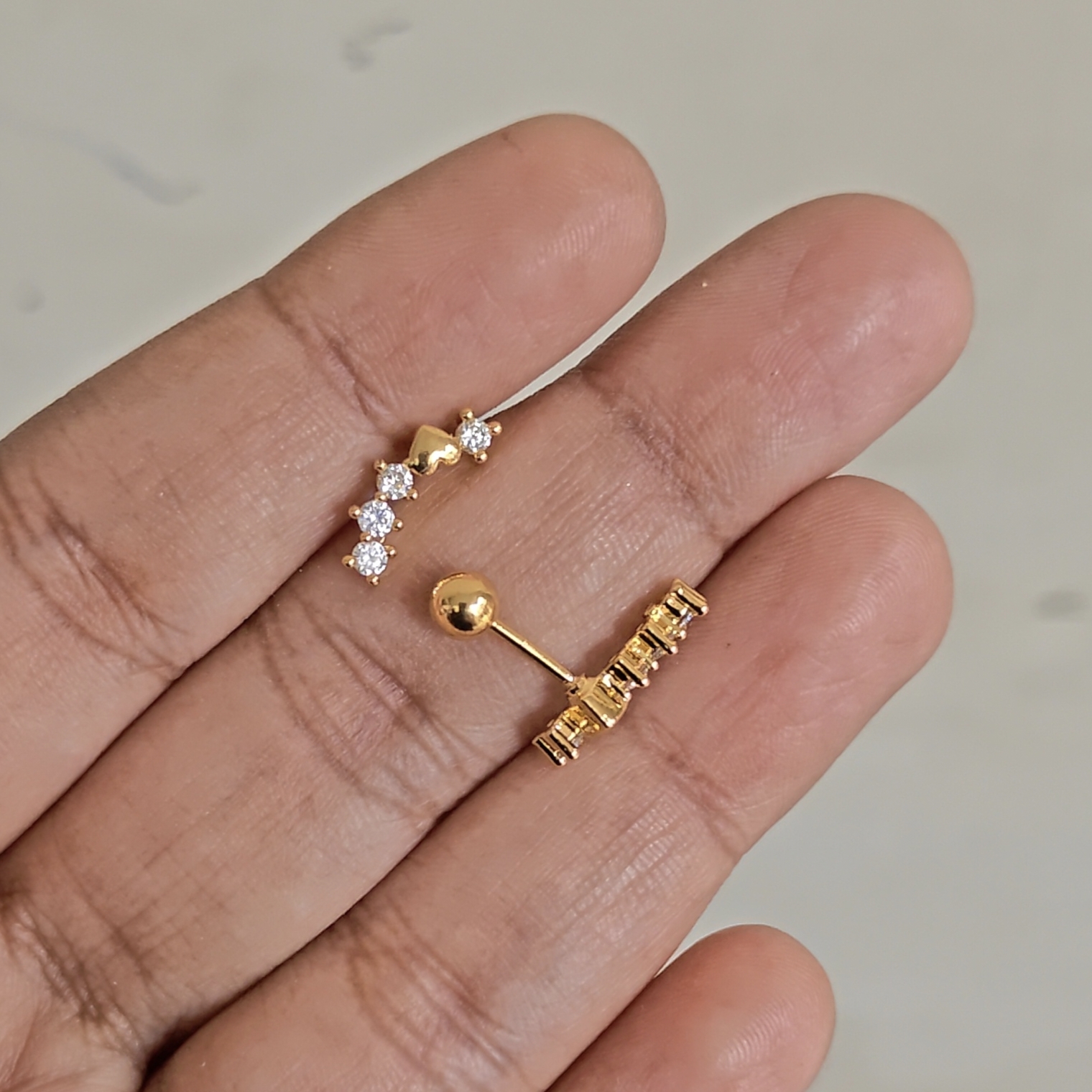 Heart Helix Stud Earrings - Image 2