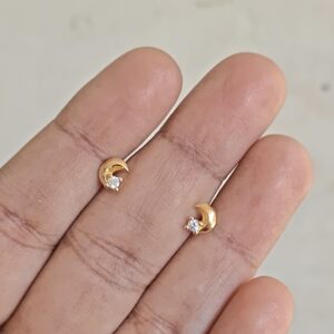 Tiny Moon with star stud earrings