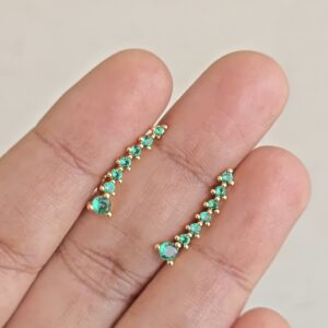 Mini Emerald stone Ear climbers