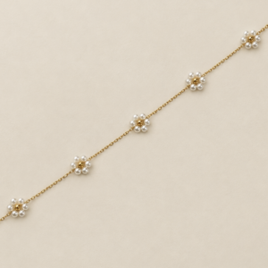 White Daisy Flower charm bracelet