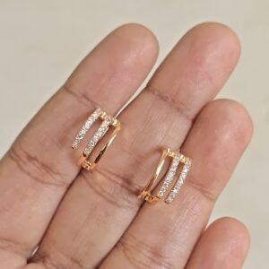 Triple Row J shape stud earrings