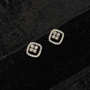 Diamond Square Halo Stud Earrings