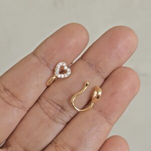 Mini Heart Shape Press on Nose Pin (single)