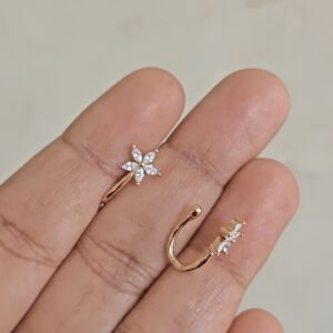 Rose gold Flower Press on Nose pin