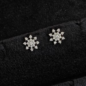 Diamond Sunflower Stud Earrings