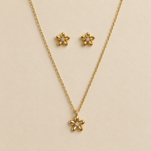 Mini Flower Pendant with Earrings