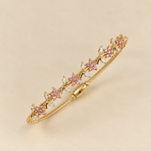 Pink with White Floral Vine Bangle (single)